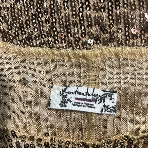 Free People Intimately Gold Rush Combo Sequins Top Blouse Size Small - Picture 15 of 15